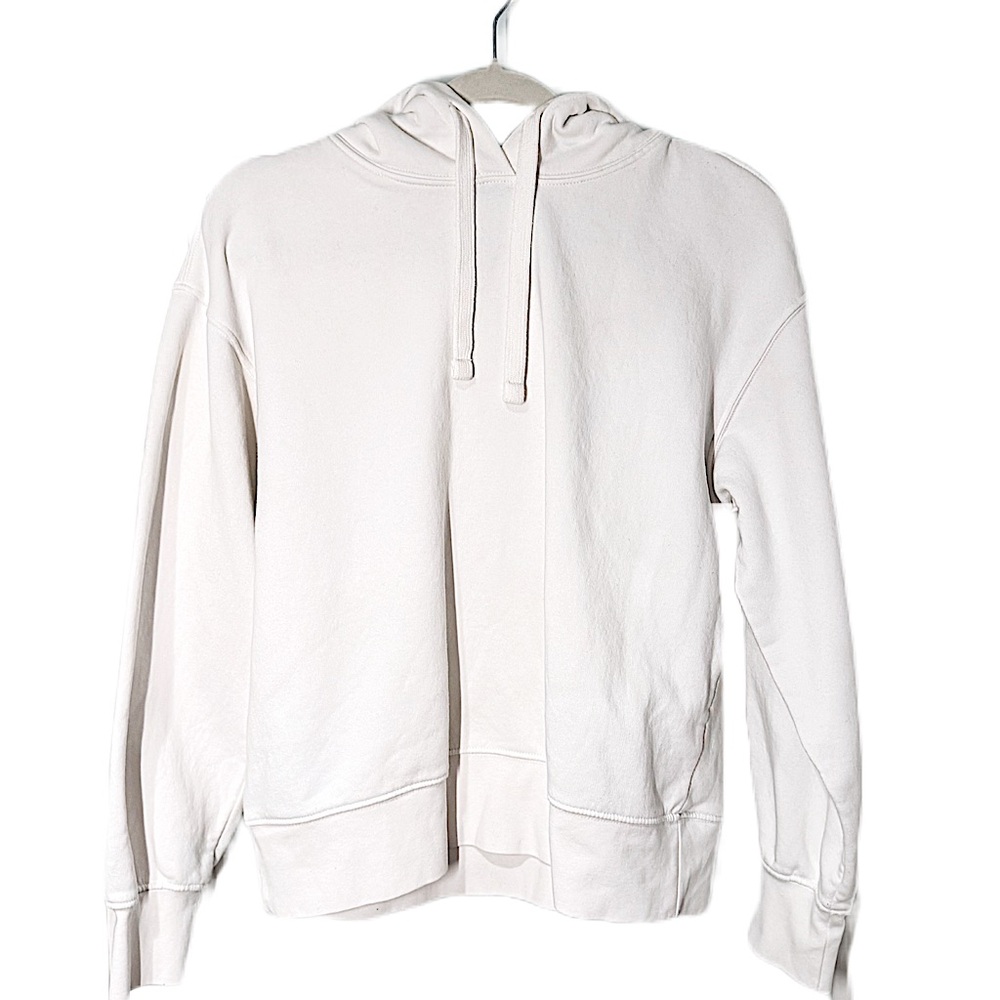 Zara Cropped Hooded Sweatshirt Long Sleeve Women’s Bright White Like New Size S